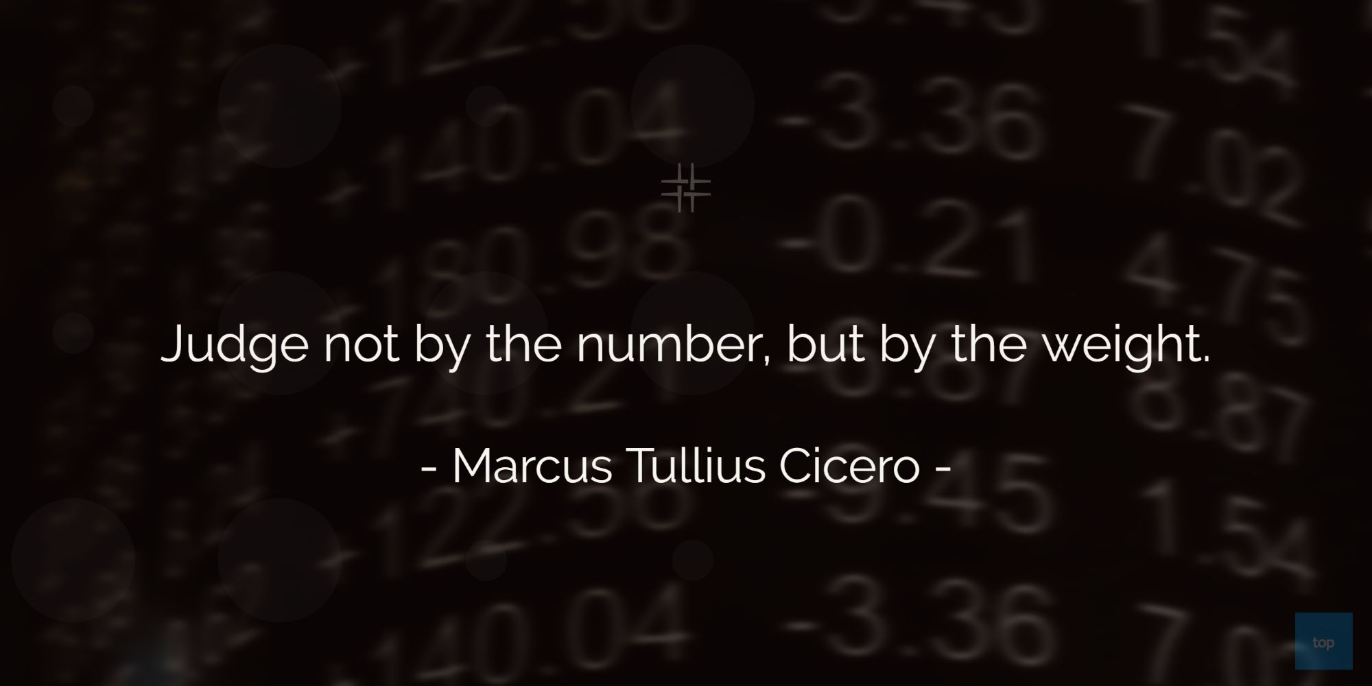 Judge not by the number, but by the weight.Marcus Tullius Cicero  quote