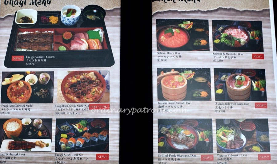 Unagiya Ichinoji Dining Suntec City Menu
