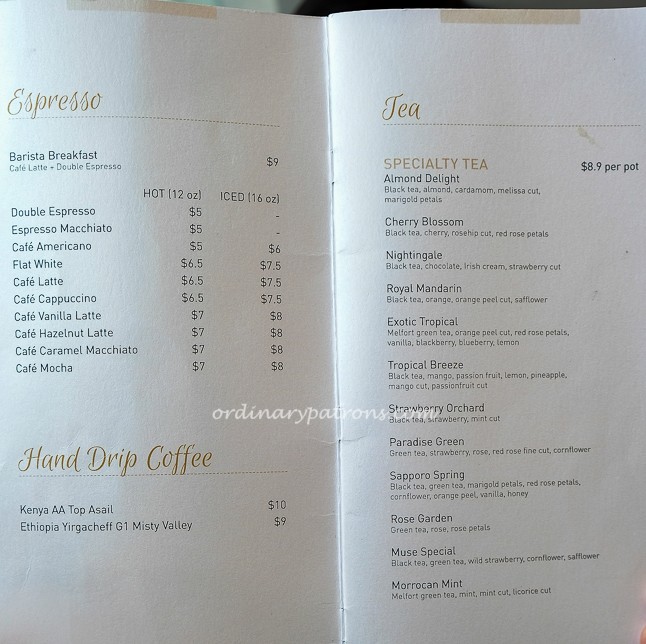 Cafe de Muse Menu