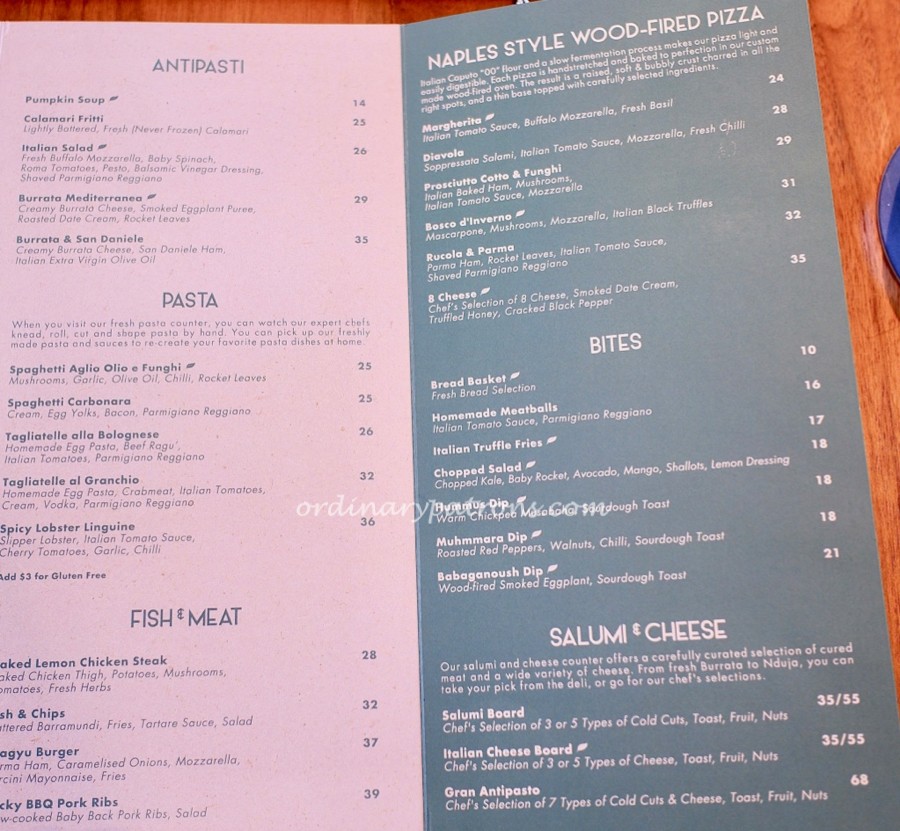 Da Paolo Dempsey Restaurant menu
