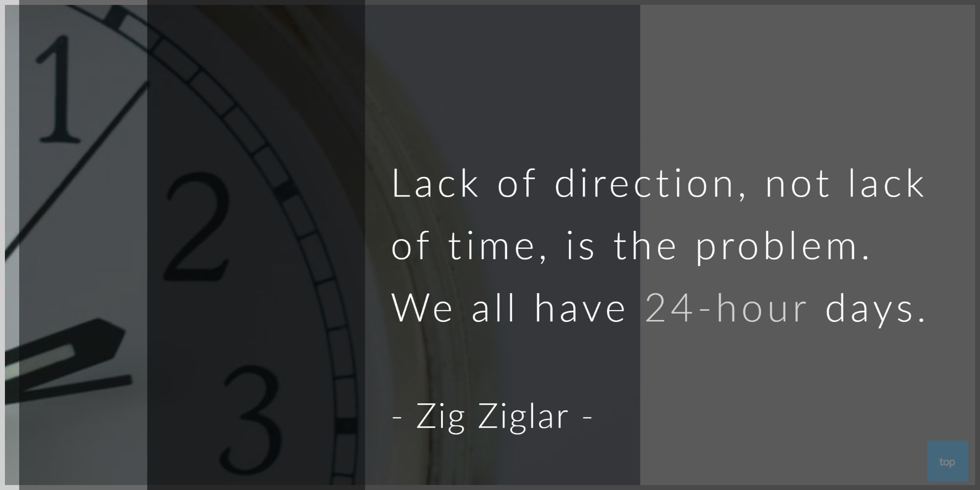 Lack of direction, not lack of time, is the problem. We all have 24-hour days. - Zig Ziglar  quote