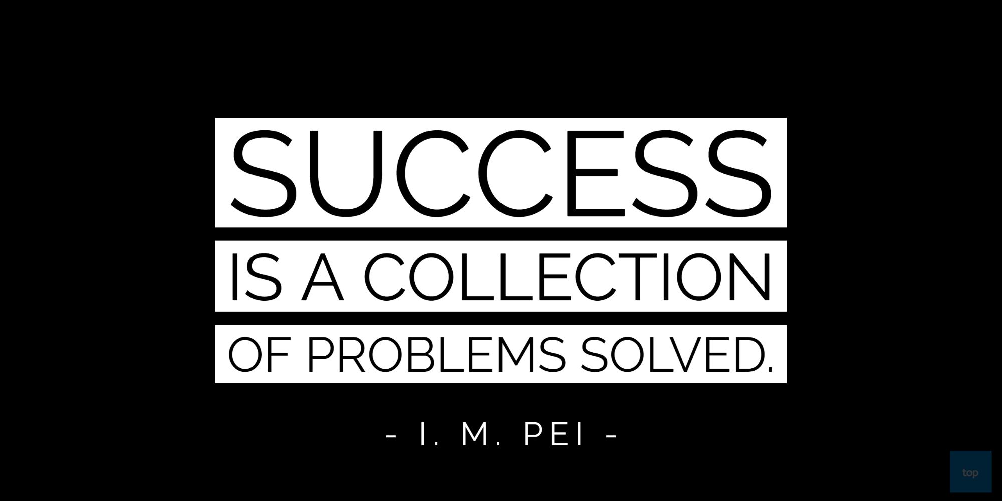 Success is a collection of problems solved.- I. M. Pei    quote
