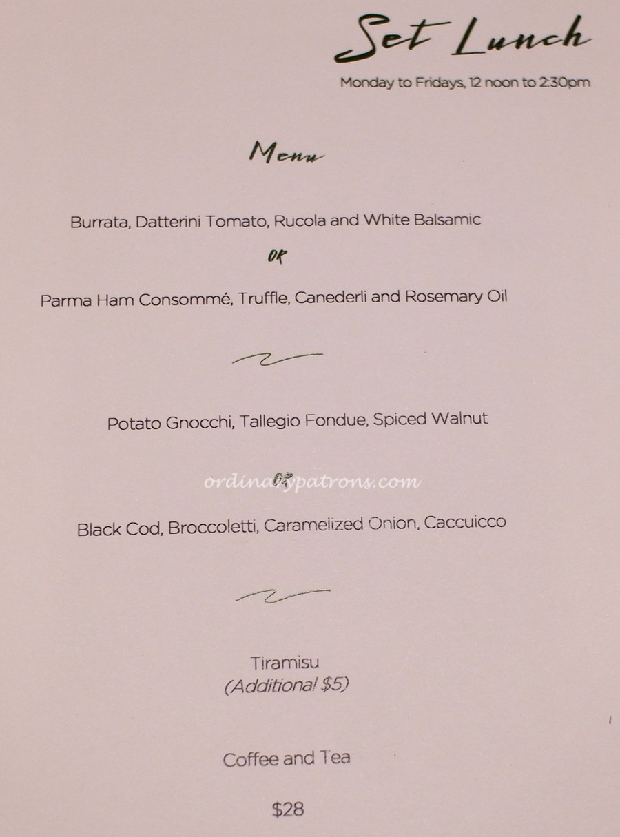Italian Restaurant Set Lunch Menu