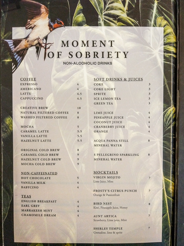 Drinks Menu of Tipsy Bird Paya Lebar