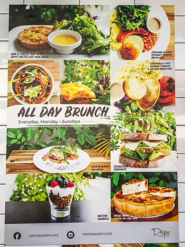 Drips Bakery Café All day brunch menu