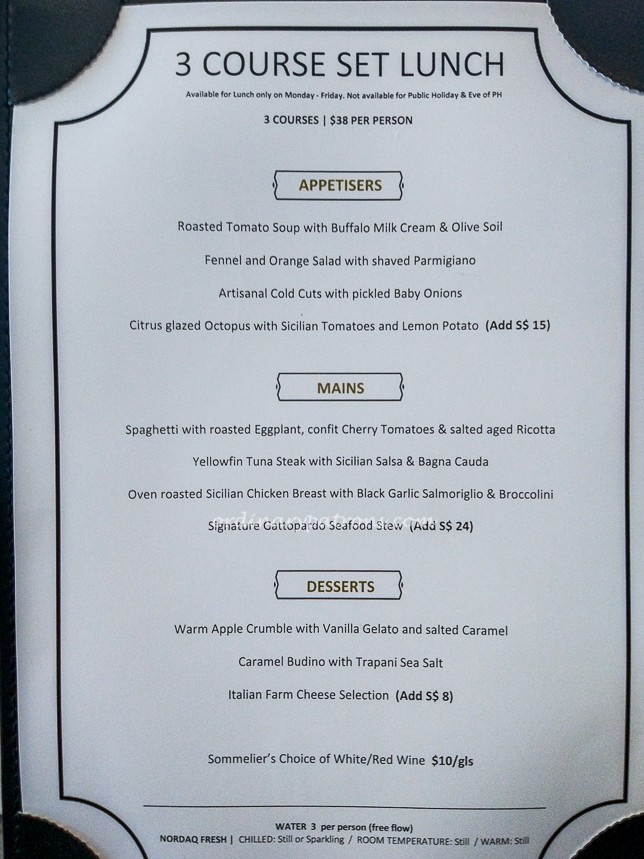 Gattopardo Ristorante Di Mare Set Lunch Menu