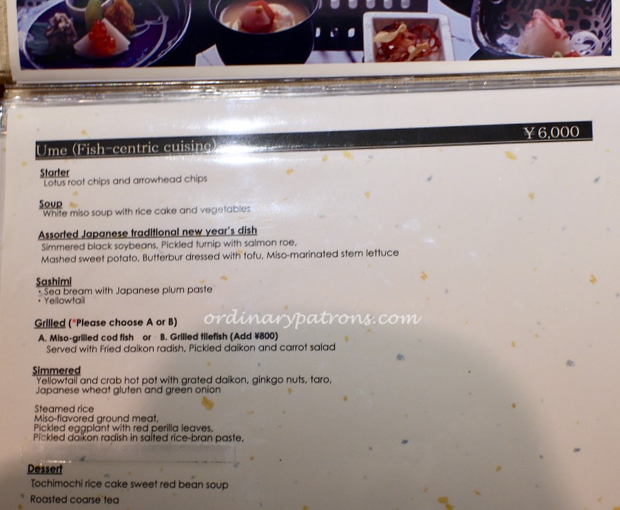 Oku Restaurant Gion Kyoto Dinner Menu 2020