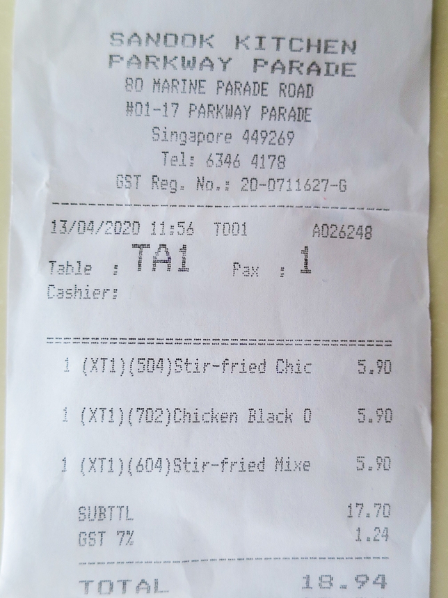 Sanook Kitchen Bill