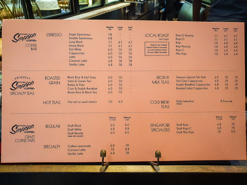 Sinpopo Coffee Menu