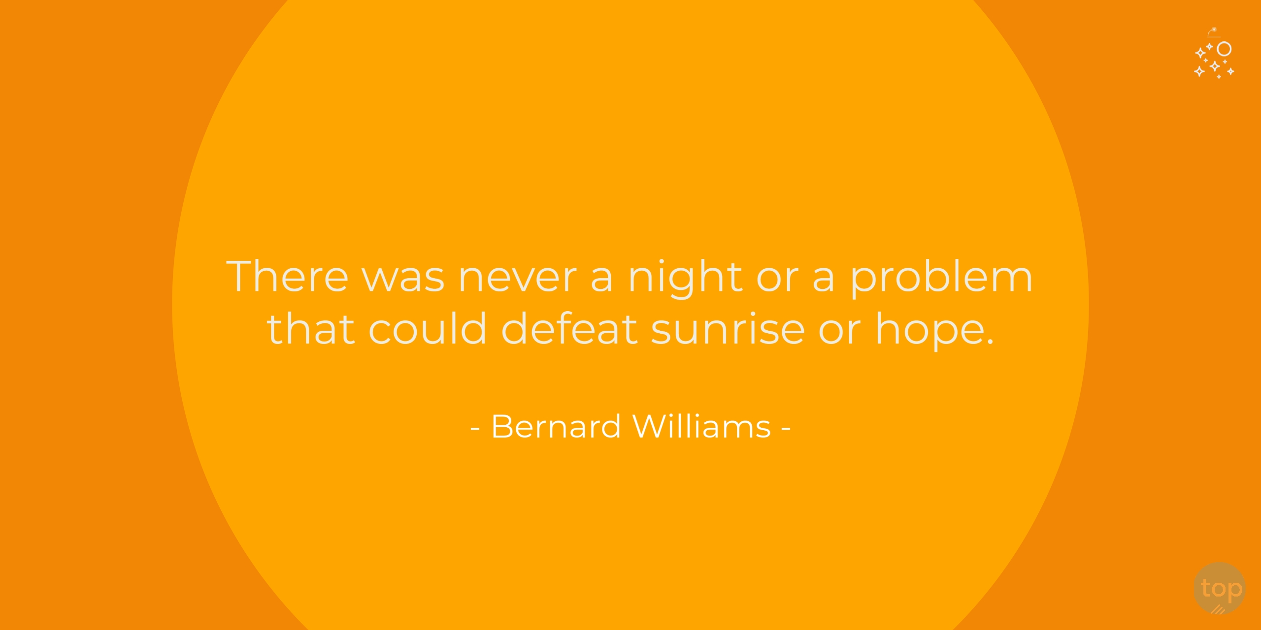 There was never a night or a problem that could defeat sunrise or hope. - Bernard Williams 