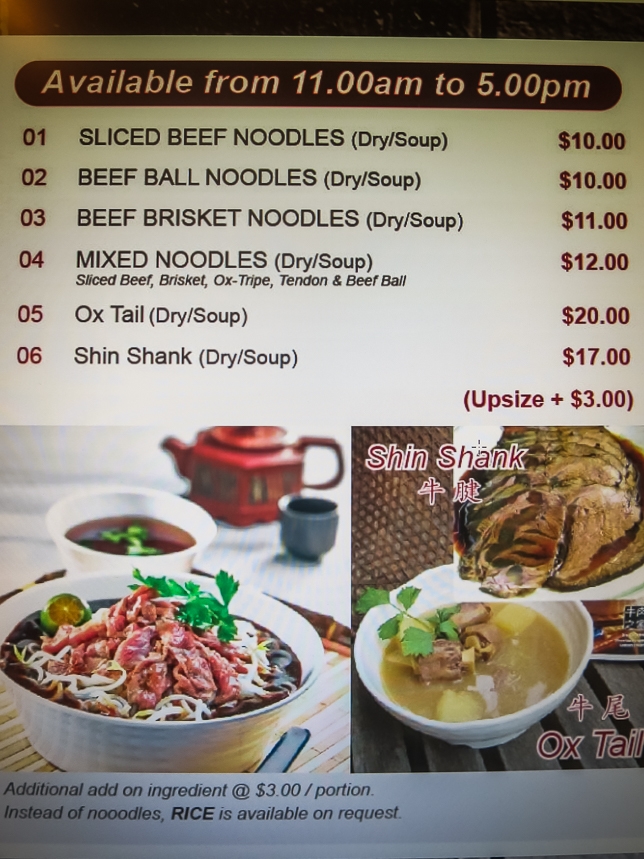 Wah Eng Beef Noodle Menu