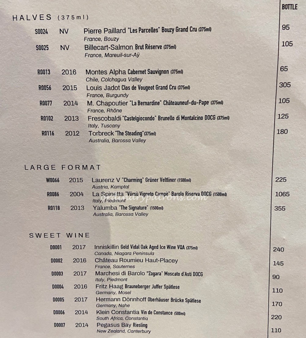 15 Stamford by Alvin Leung Restaurant wine list