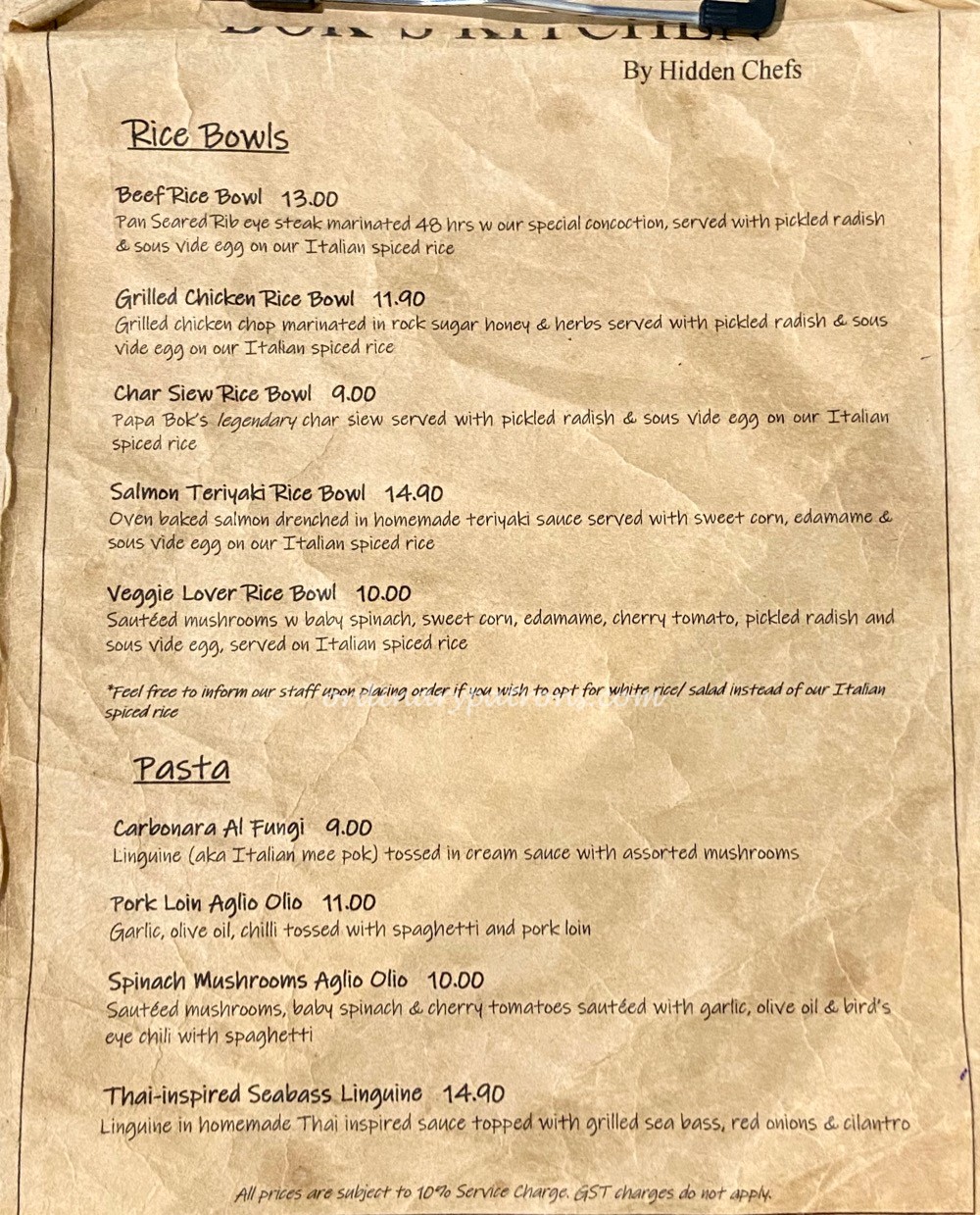 Bok’s Kitchen by Hidden Chefs Menu