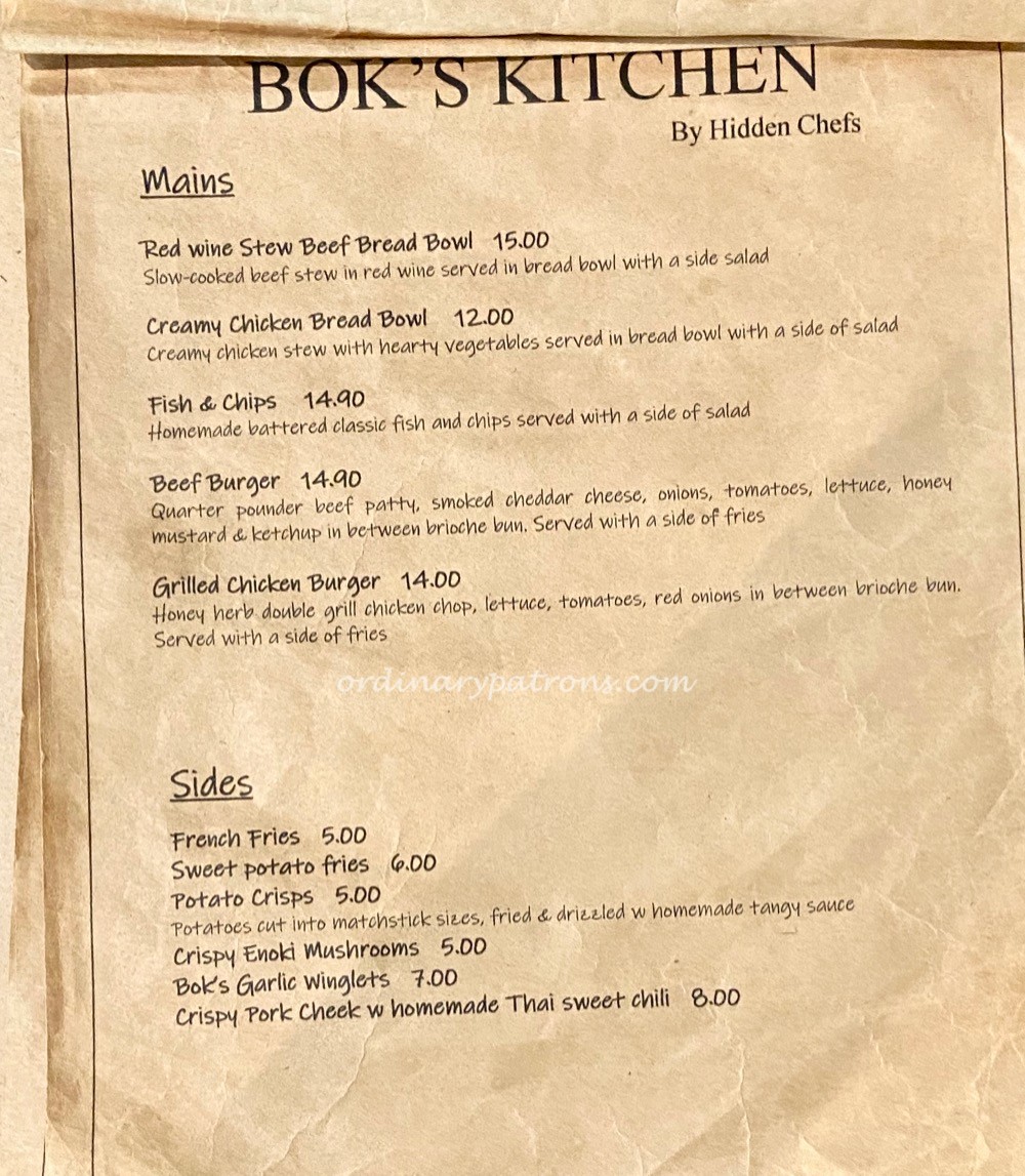 Bok’s Kitchen by Hidden Chefs Menu