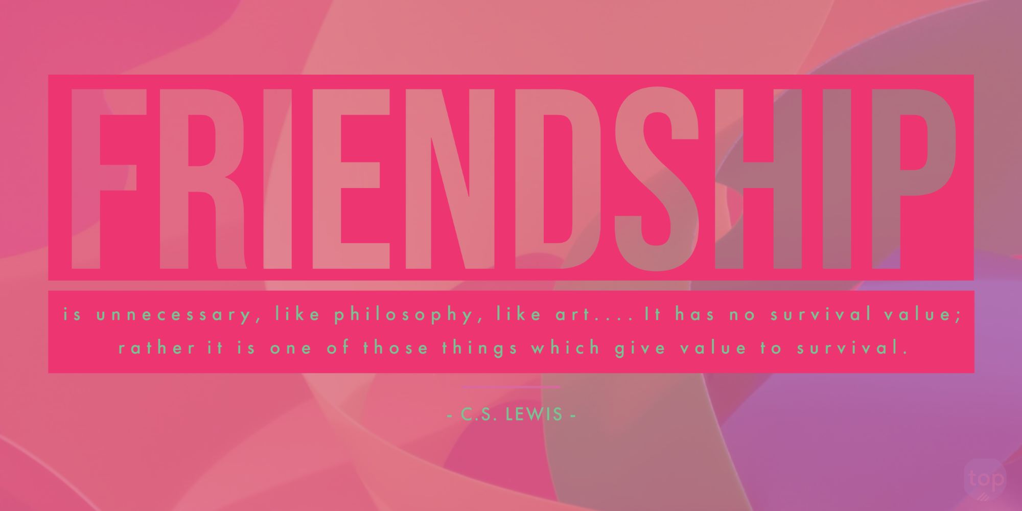 Friendship is unnecessary, like philosophy, like art.... It has no survival value; rather it is one of those things which give value to survival. - C.S. Lewis