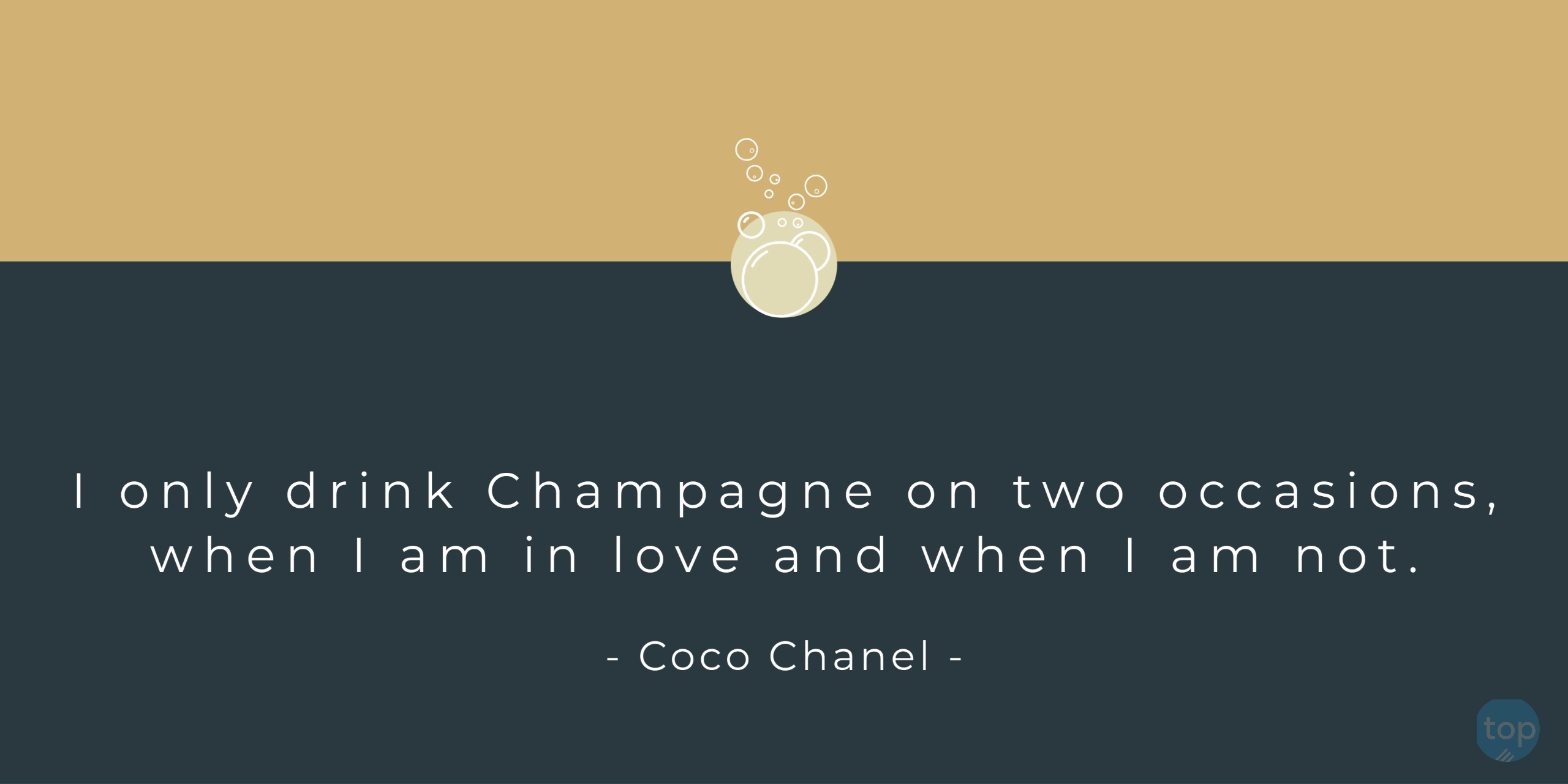 I only drink Champagne on two occasions, when I am in love and when I am not.Coco Chanelquote
