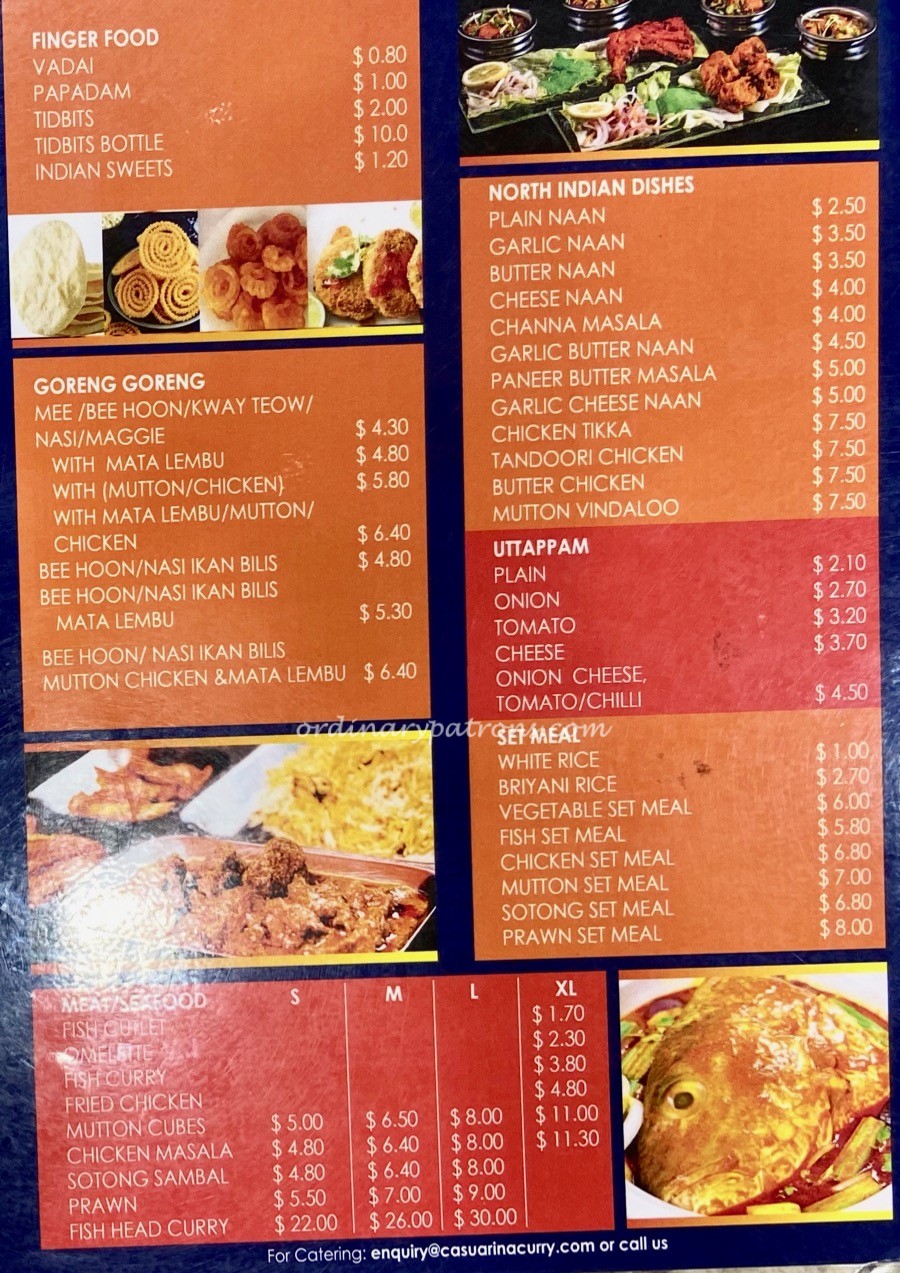 Casuarina Curry Menu