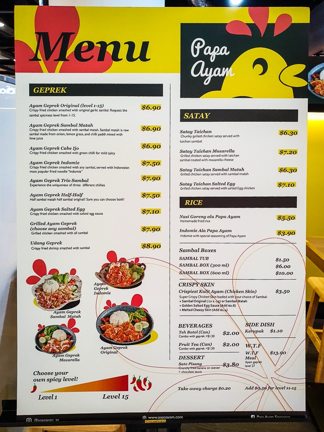 Papa Ayam Menu