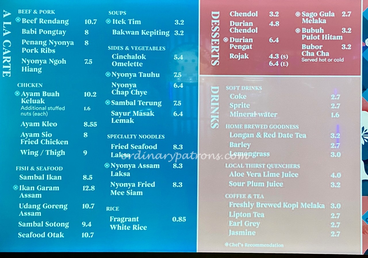 TingKat PeraMakan Thomson Plaza Menu