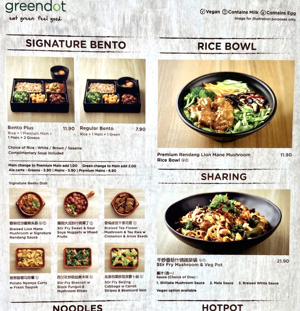 Westgate Restaurants 2021, Greendot menu