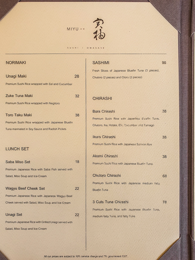 MIYU Menu