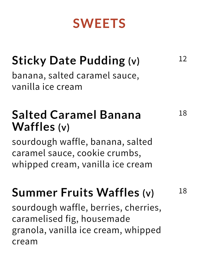 FOCR Cafe Menu