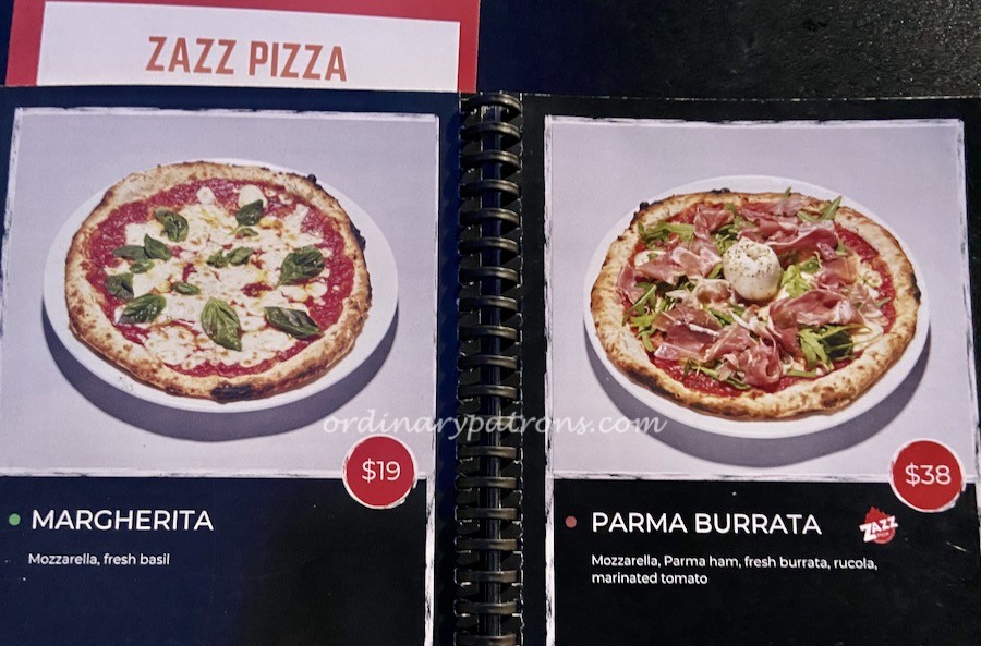 Zazz Pizza menu