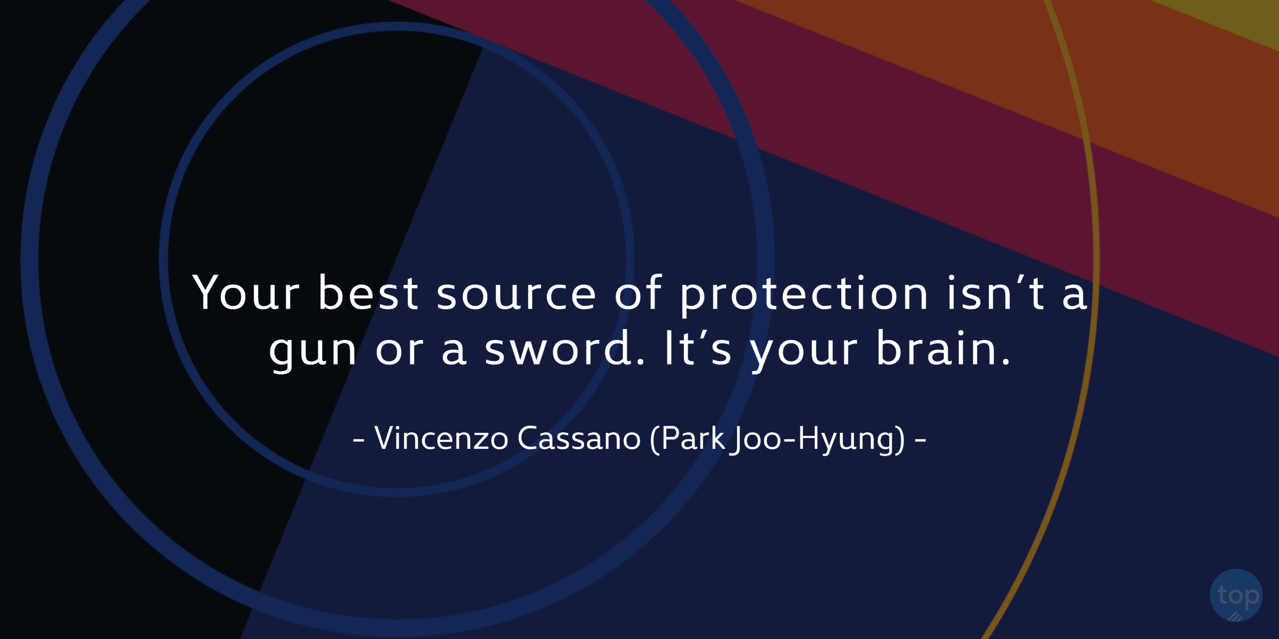 Your best source of protection isn't a gun or a sword. It's your brain. - Vincenzo Cassano (Park Joo-Hyung)Quote