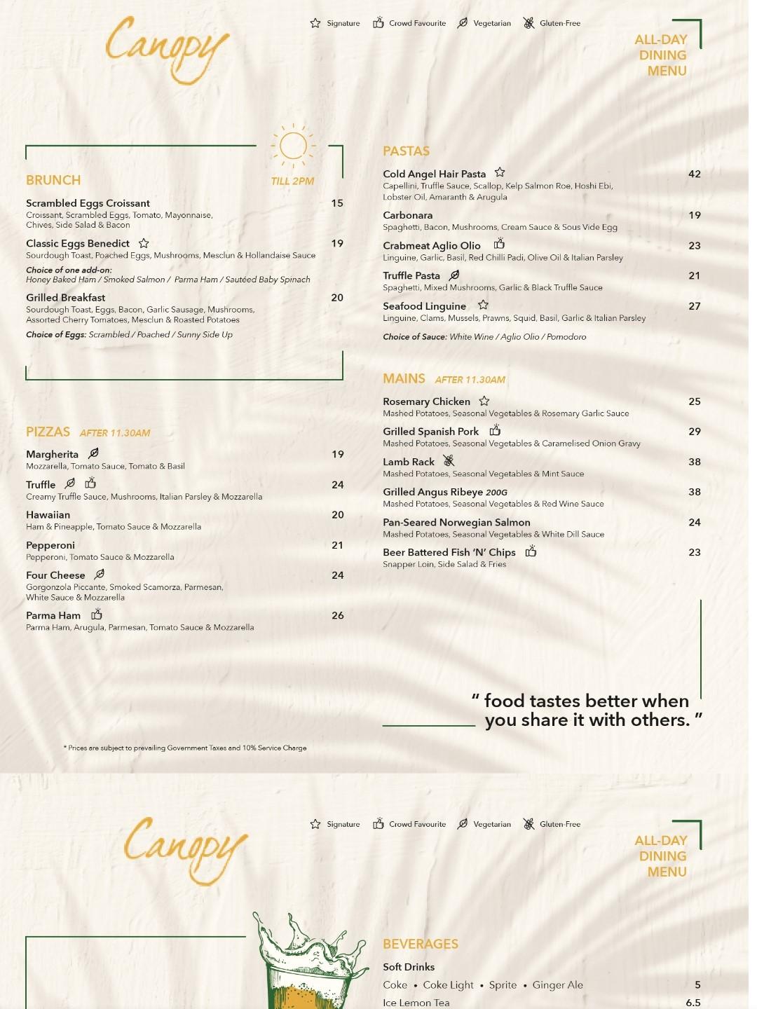 Menu of Canopy HortPark