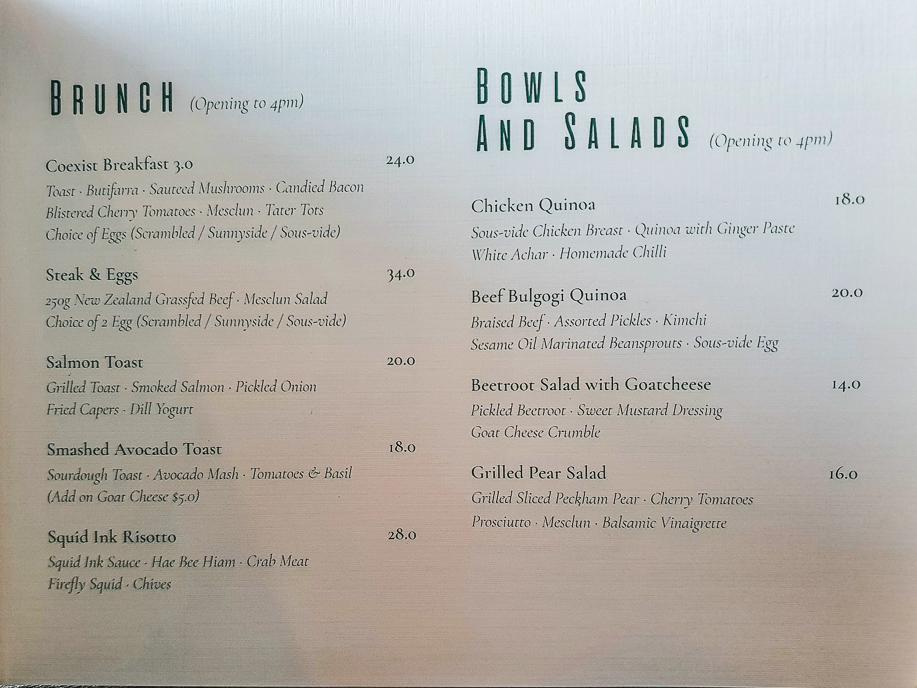 Coexist Coffee Co. @ LLI menu