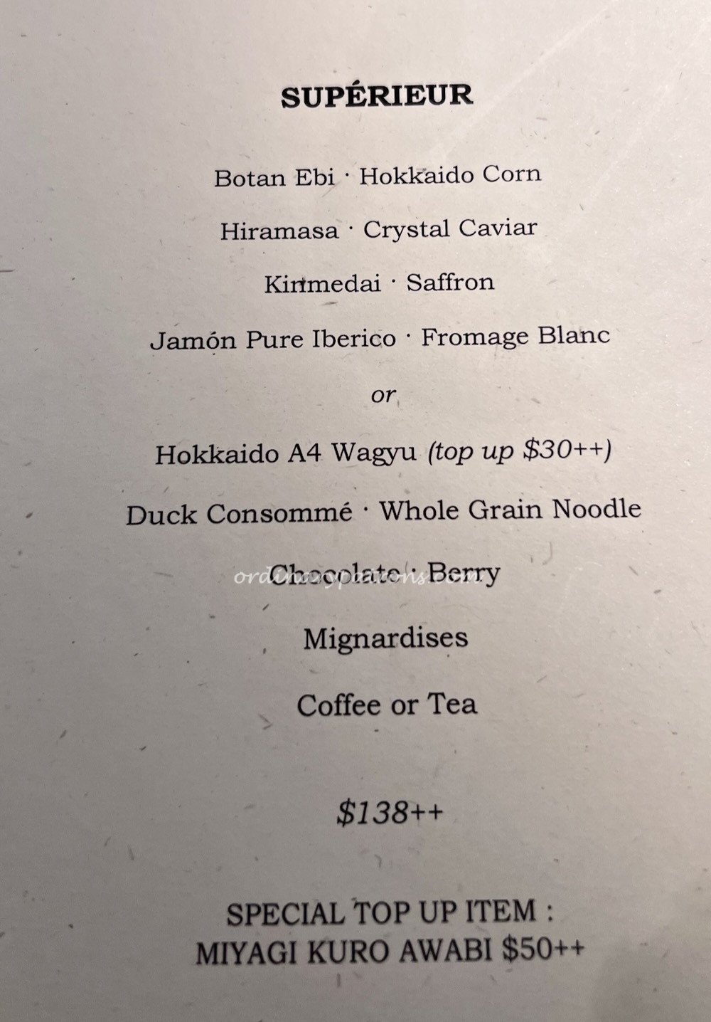 Rêve Restaurant Review: Menu