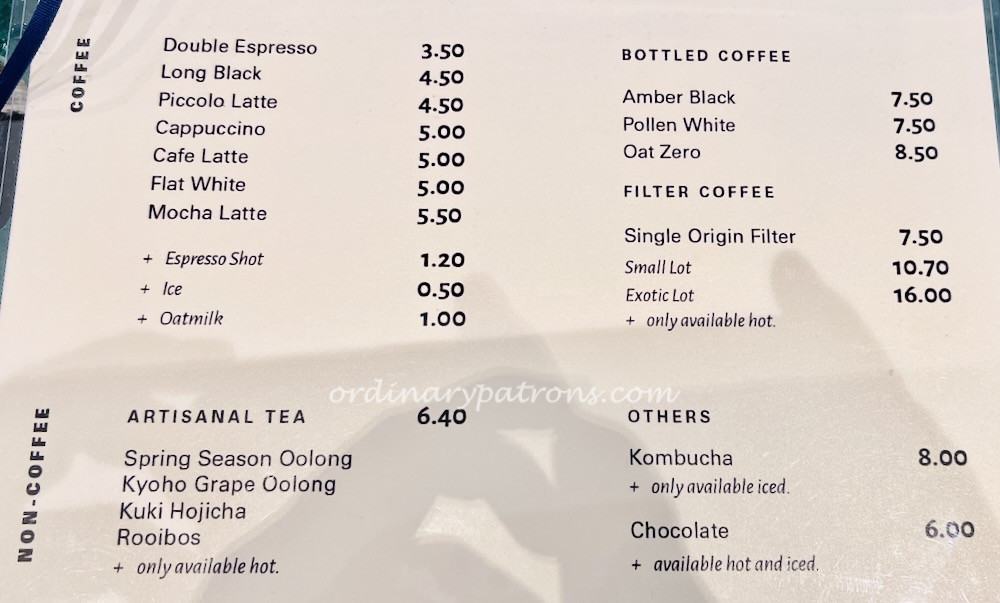 Tiong Hoe Cafe menu