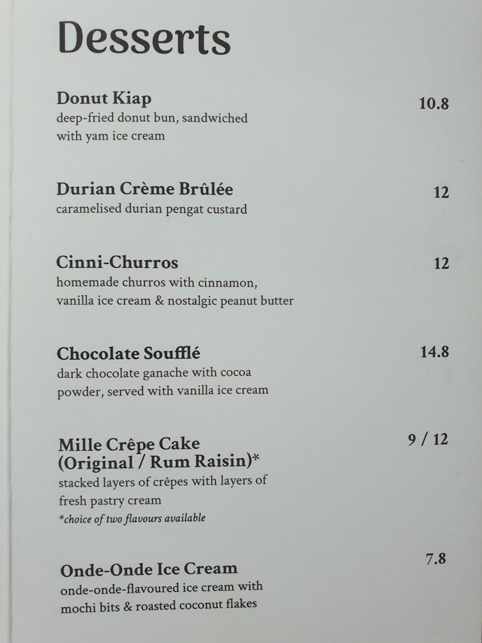 Seng House Desserts Menu