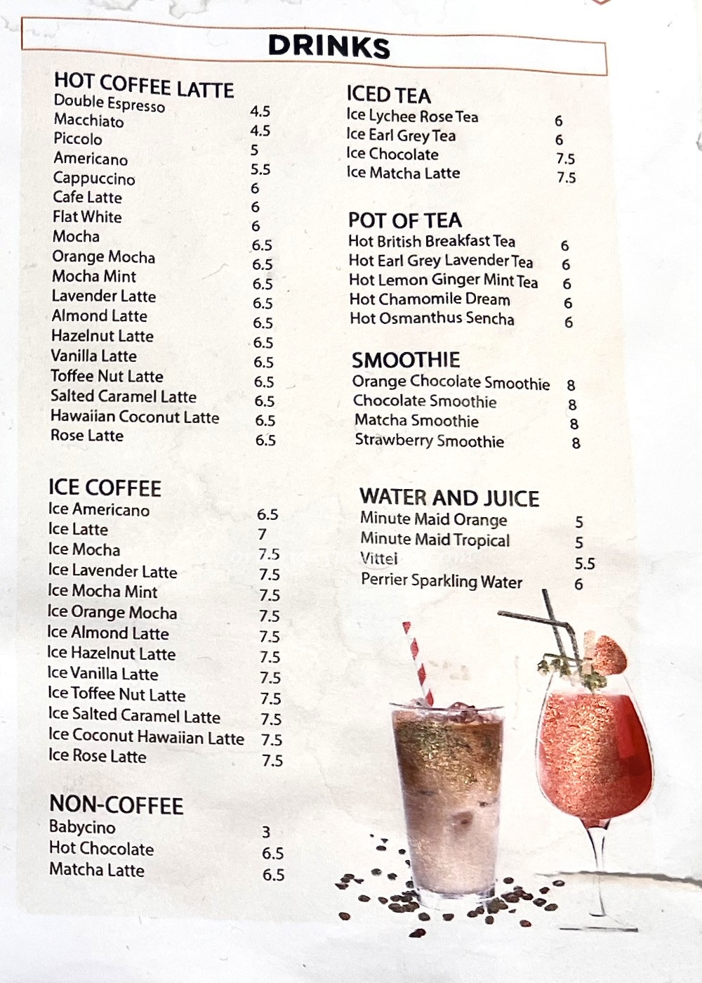 OCBC Wisma Orange Mocha Café Menu