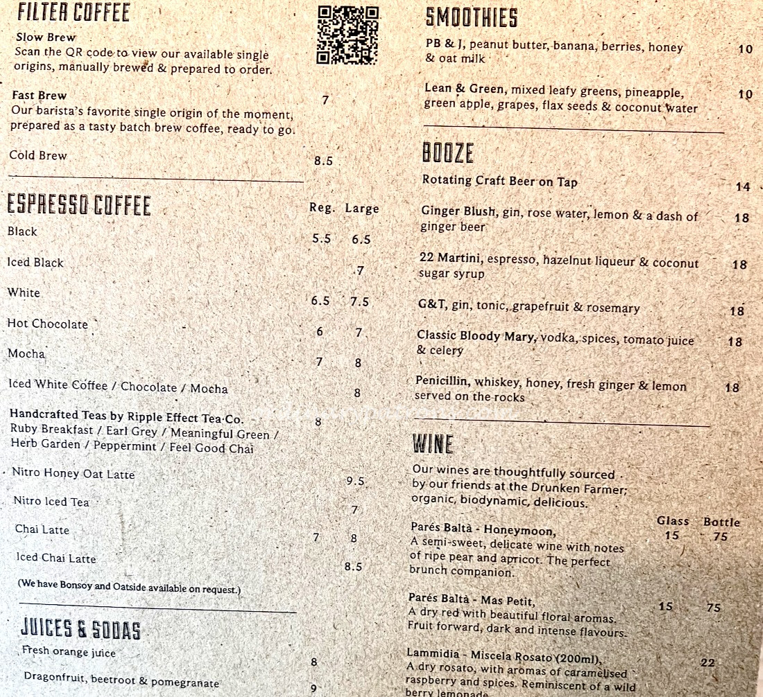 Common Man Coffee Roasters Café  Martin Road Menu (CMCR Singapore)