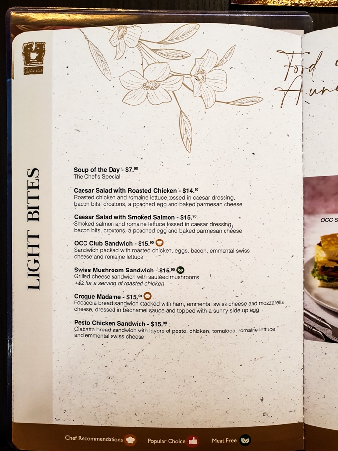 Coffee Club Menu