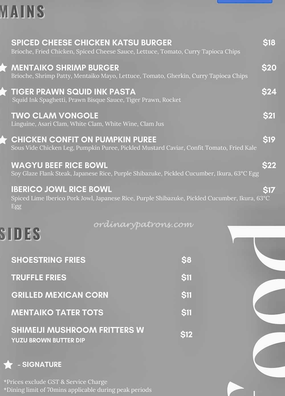SYIP Luzerne Menu