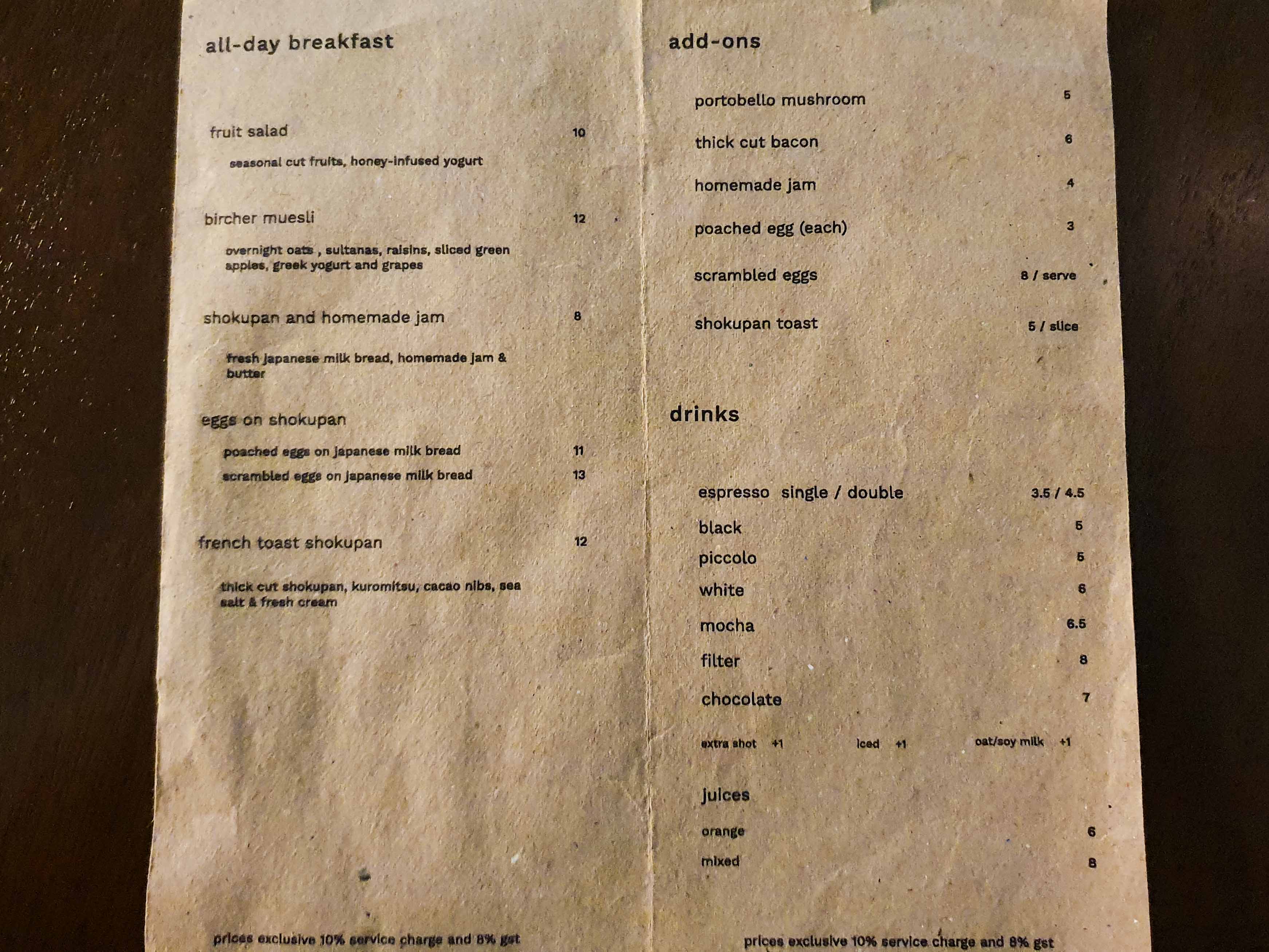 Menu of Paaru
