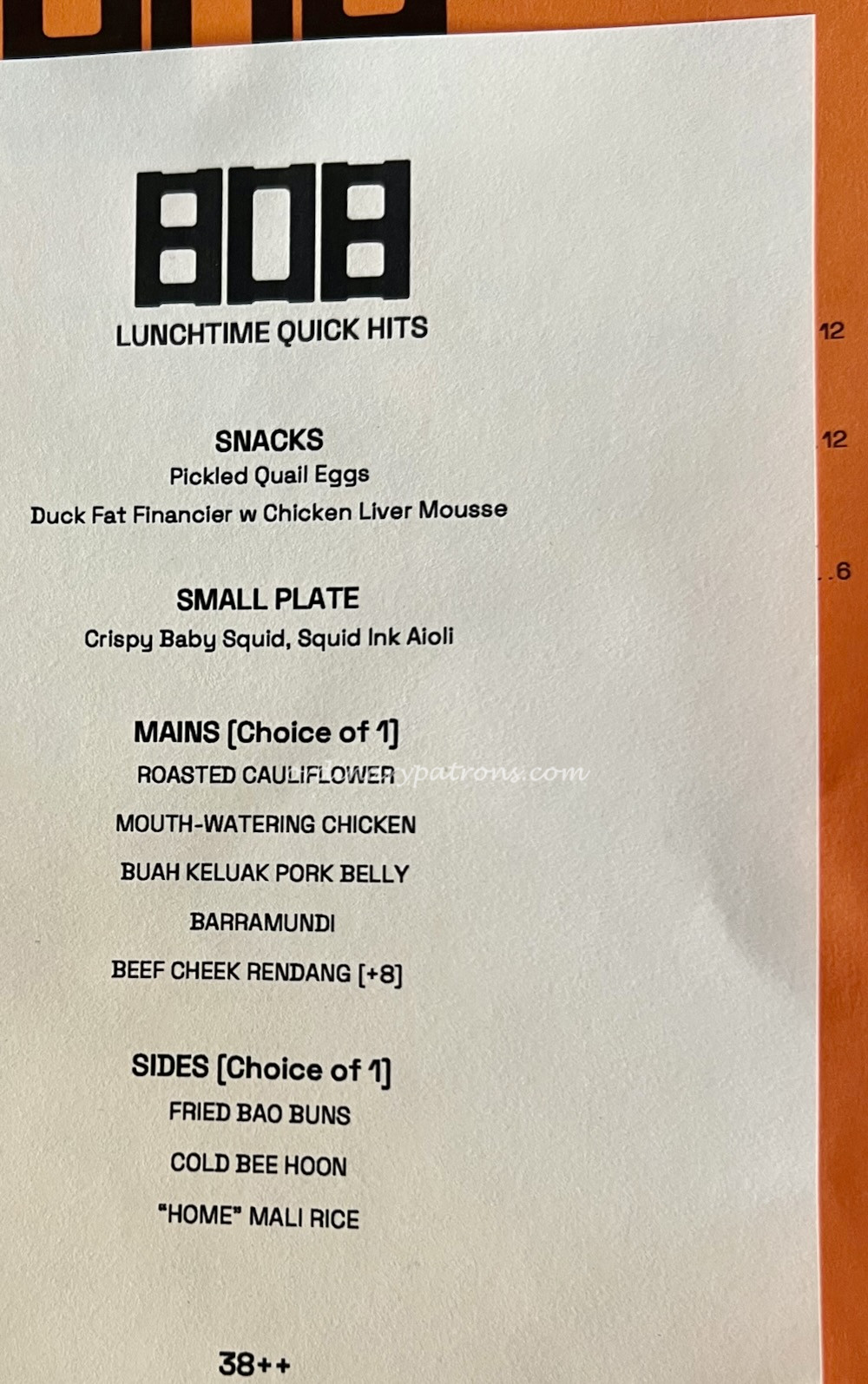808 Eating House Set Lunch Menu