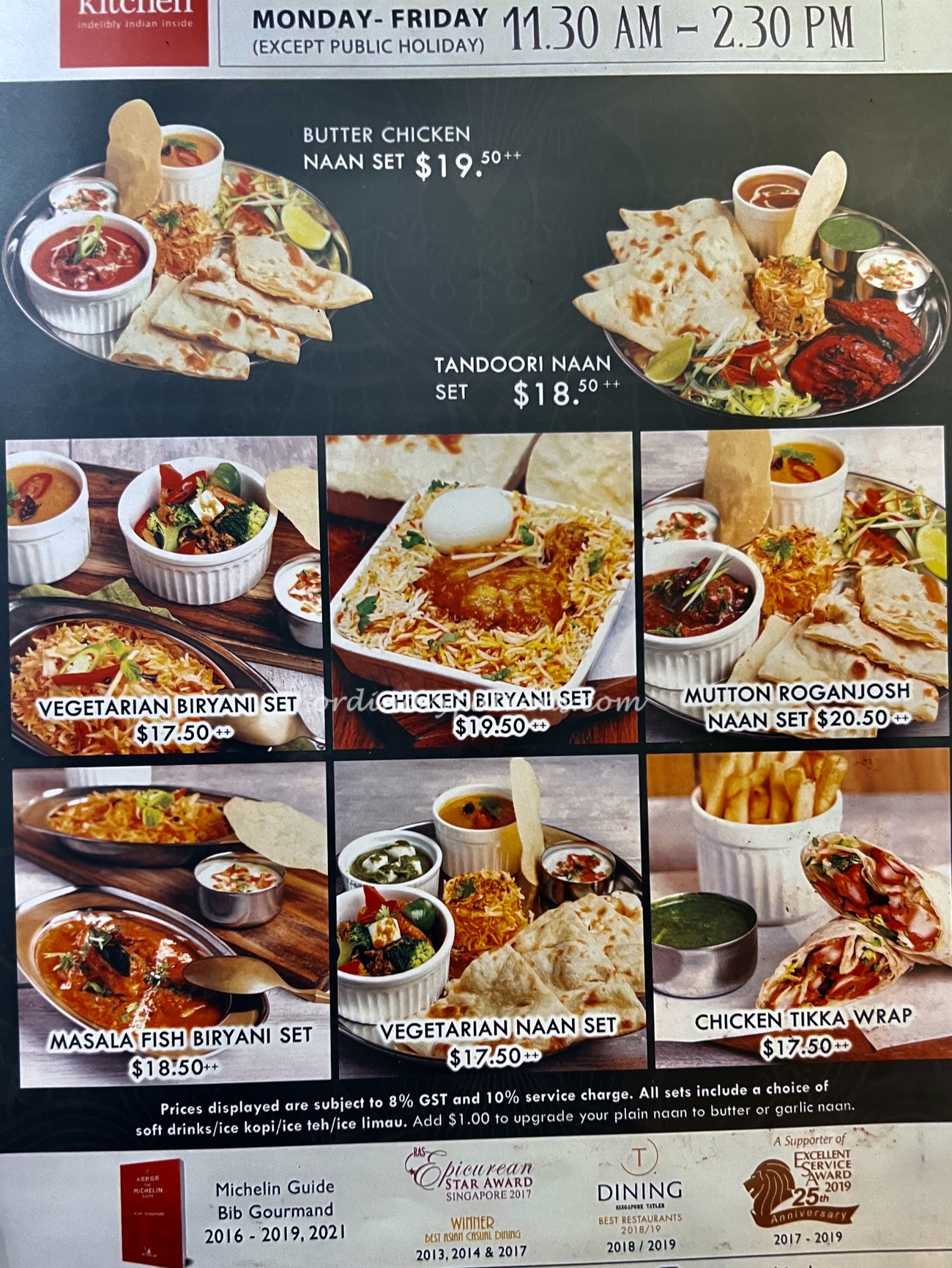 Zaffron Kitchen East Coast Set Lunch Menu