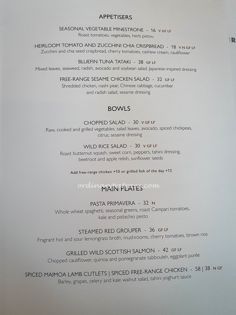 COMO Shambhala Cuisine Menu