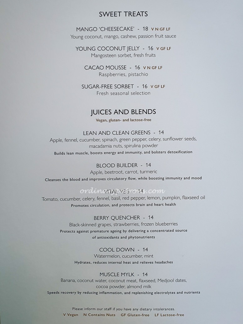 COMO Shambhala Cuisine Desserts Menu