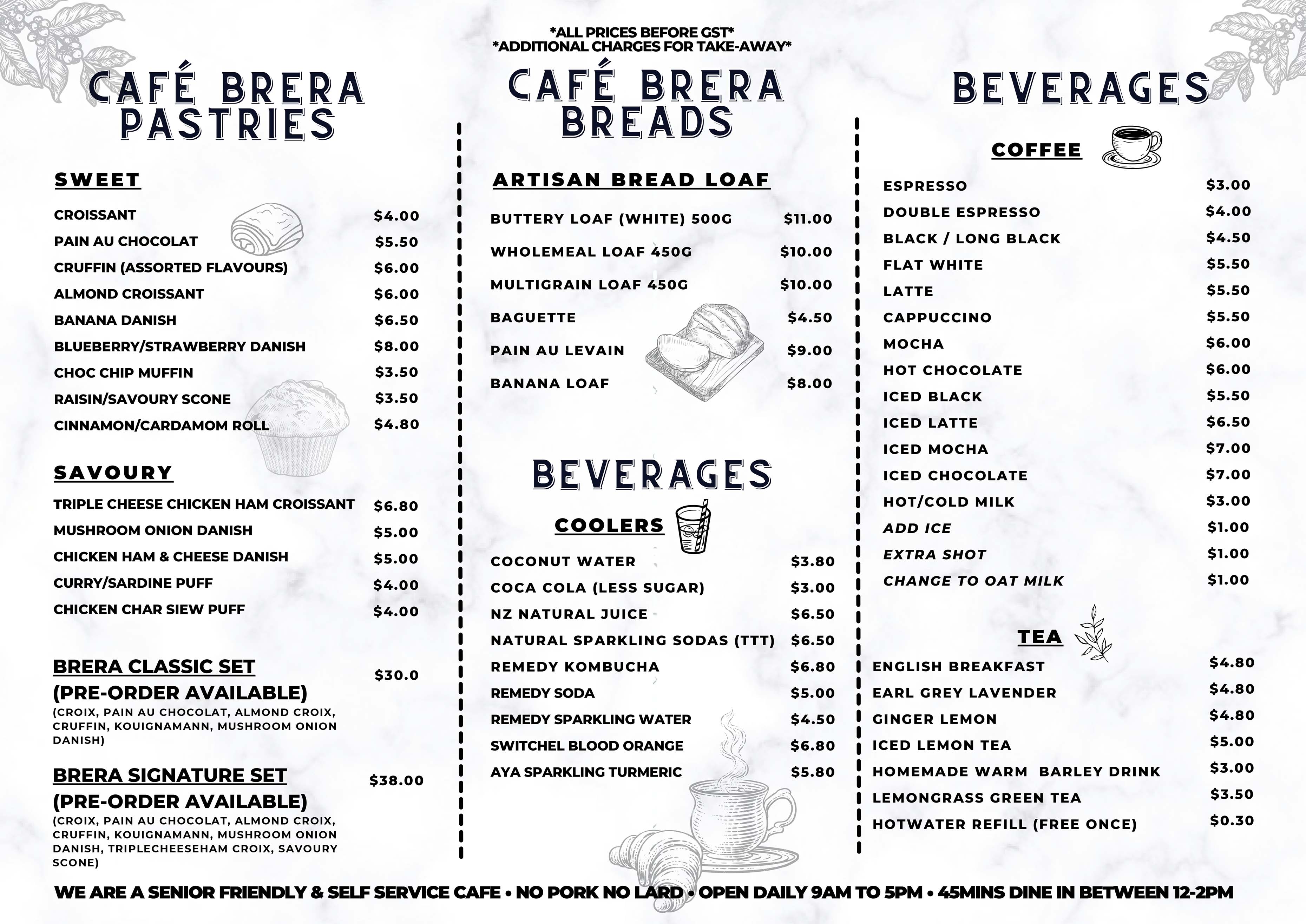 Café Brera Menu