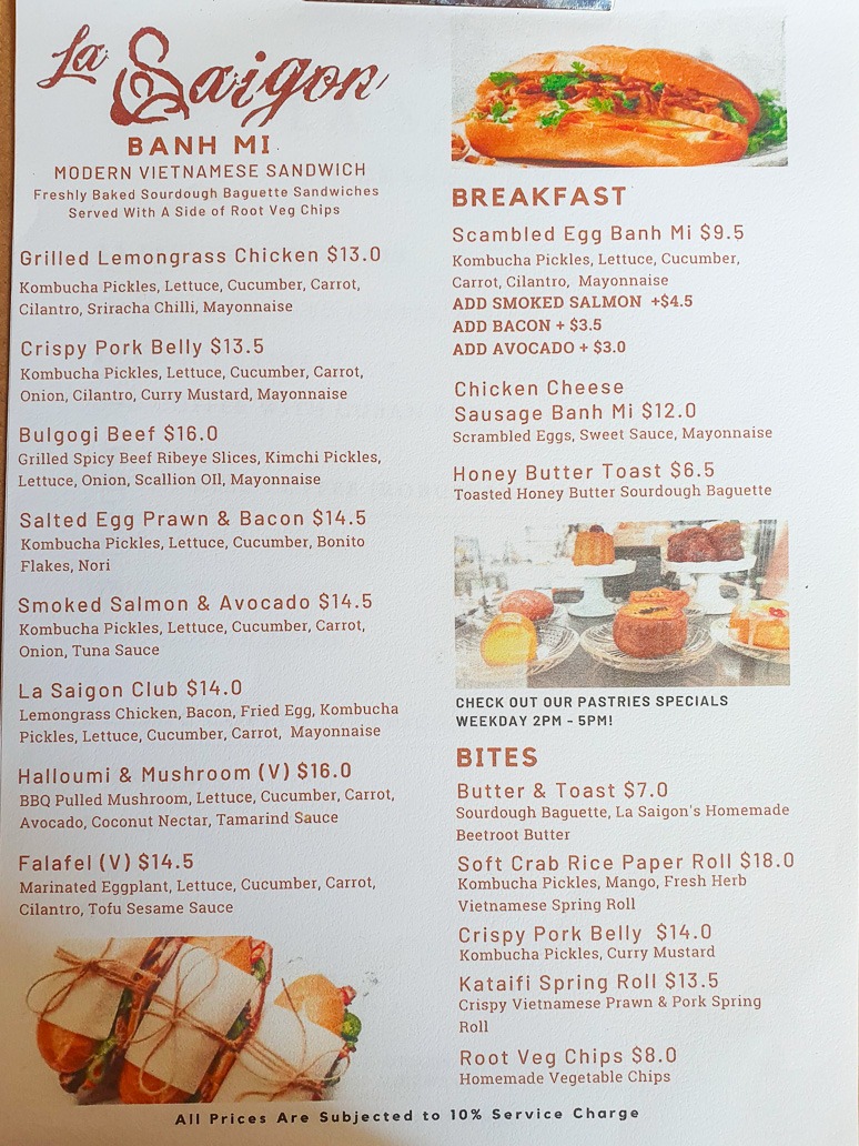 La Saigon Menu