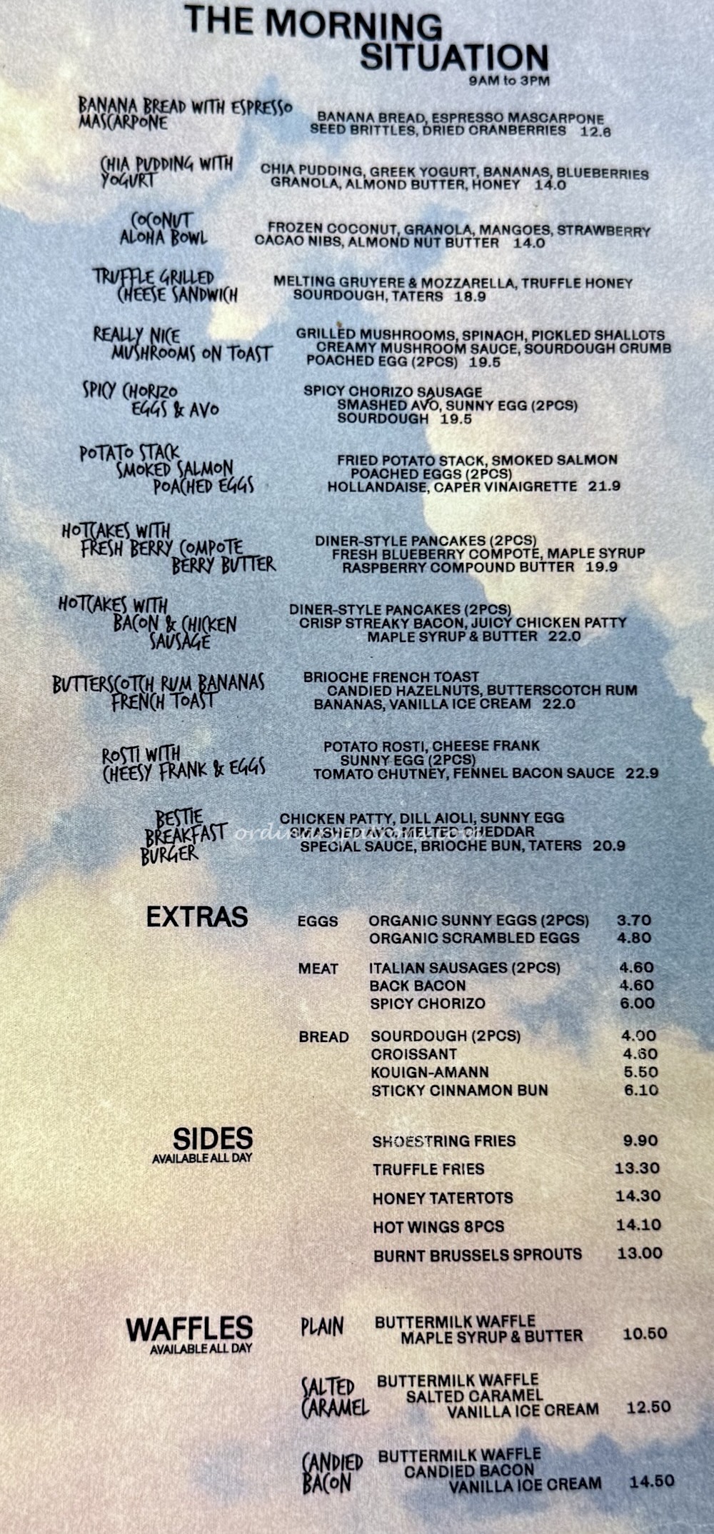 Moonchild Cafe Menu