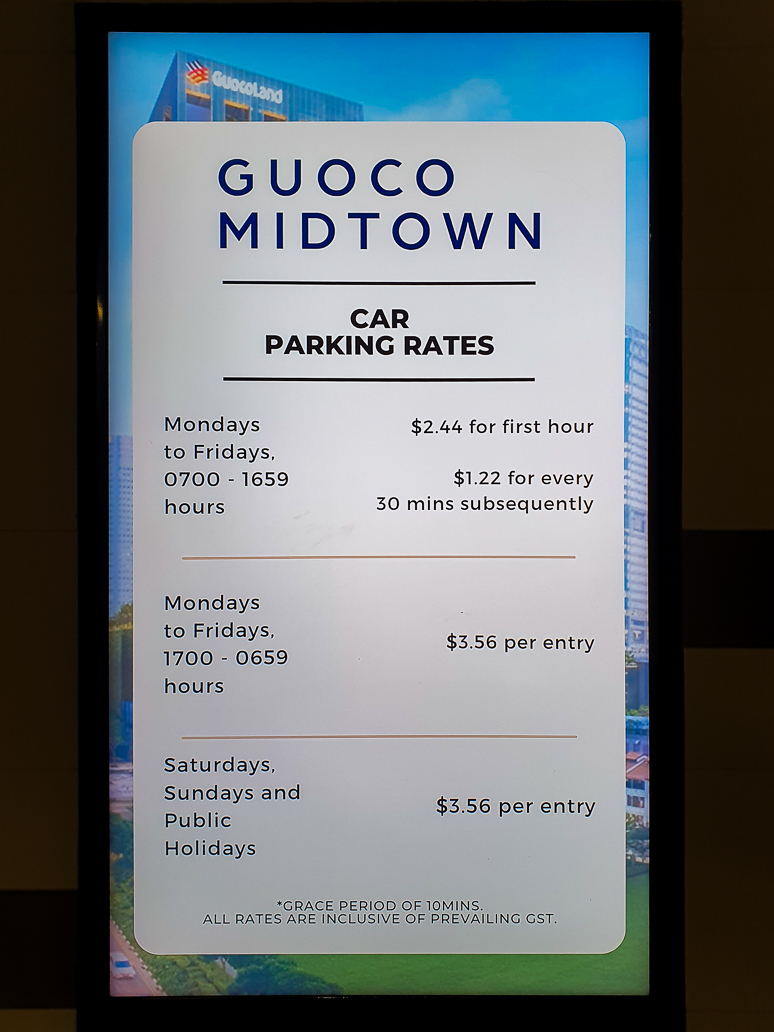 Guoco Midtown Car Parking Rates