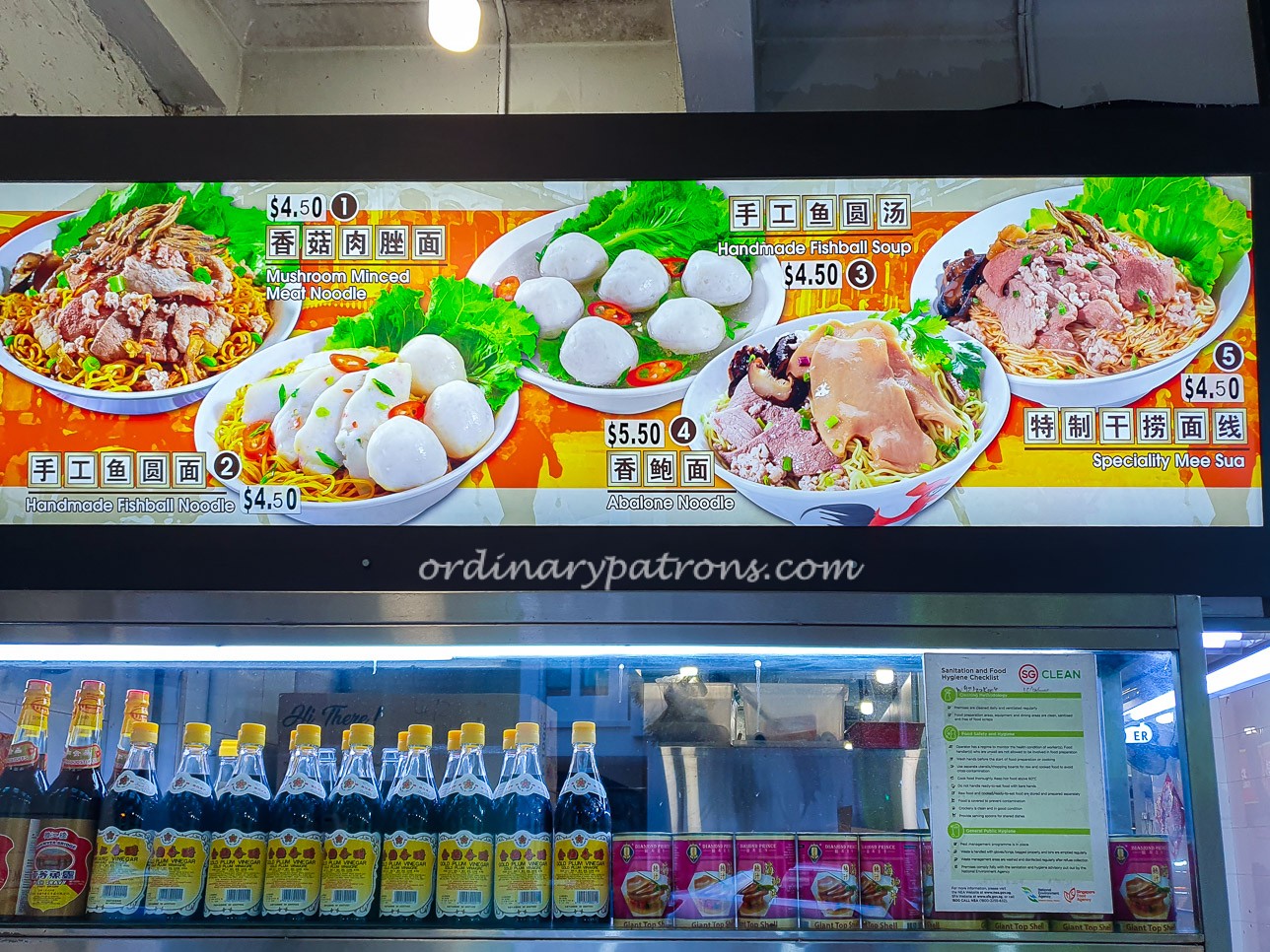 Seng Huat's menu board