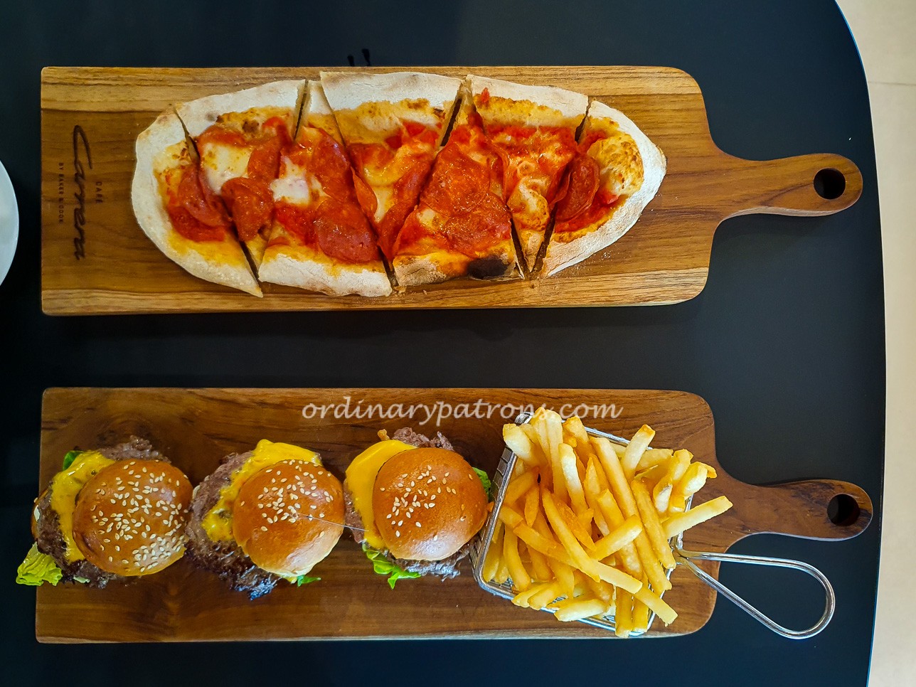 Café Carrera by Baker & Cook -  Pepperoni Pizza Party and Cheeseburger Sliders