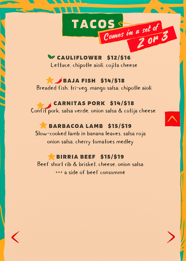 Menu of Huevos