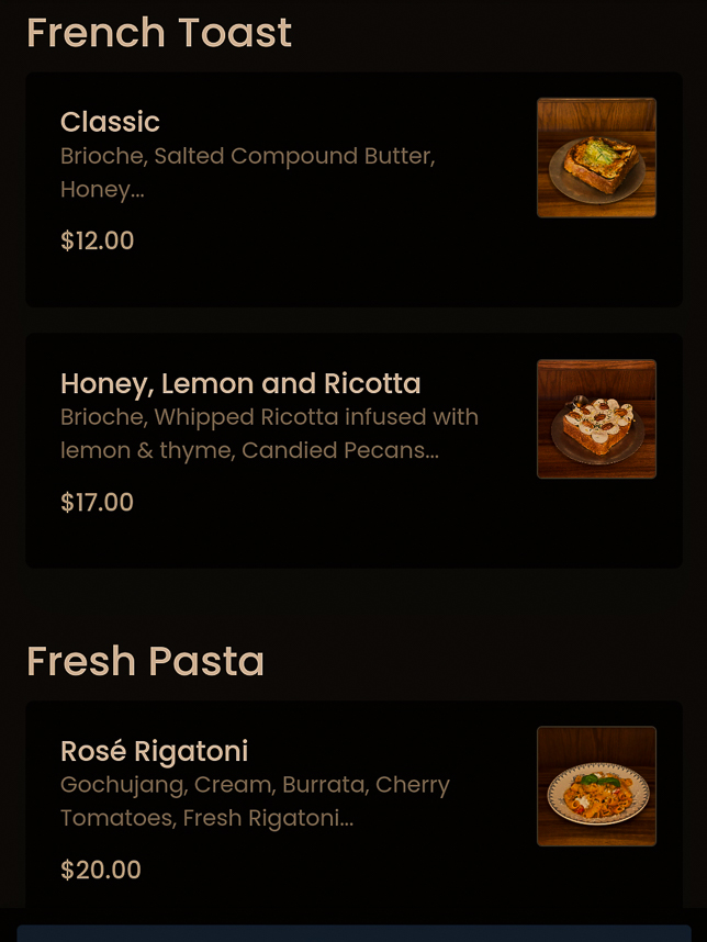 Menu of June Coffee